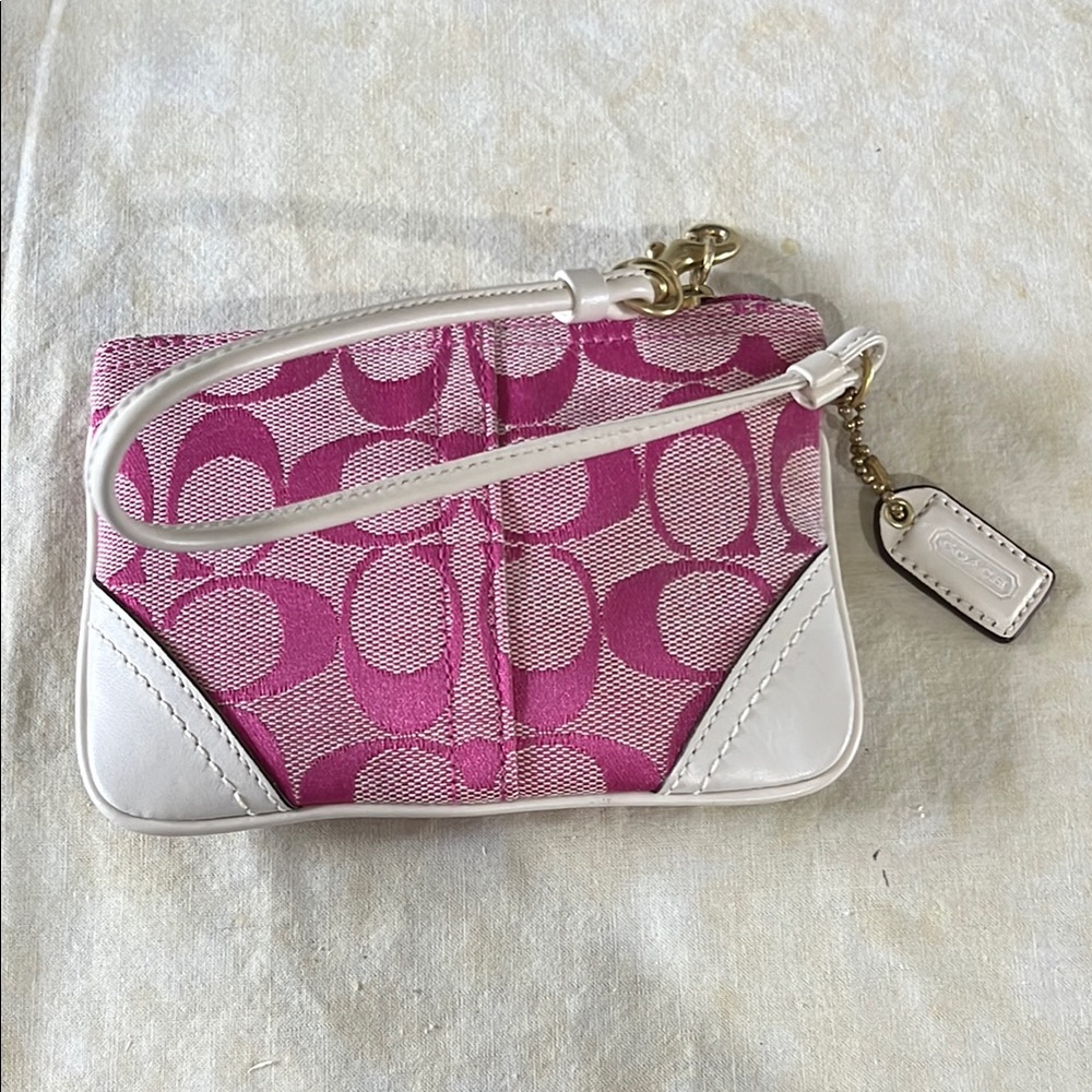 Coach Pink and White Wristlet- excellent condition
